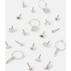 Multicoloured Earrings Accessorize 10-Pack Hippie Stud Hoop Earrings - Grey