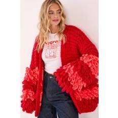 Extreme Stripe Loopy Cardigan - Red