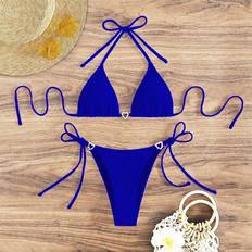 Blue Bikini Sets Shein Solid Color Bikini Set For Beach Vacation