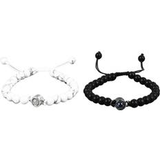 Turkos Armband Neoglint Couple Bead Projection Bracelet Turquoise Stone - Black/White
