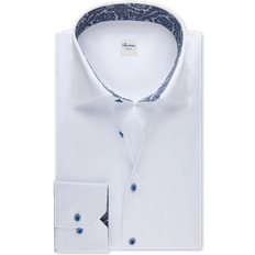 Slim-Fit Bomullsskjorta Slimline Lång Ärm - Vit