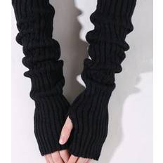 Stripes Arm & Leg Warmers Shein Elegant Black Knitted Elbow-Length Arm Sleeve Warmers