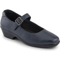 Velcro Ballerinas Pavers Leather Touch Fasten Mary Janes - Navy