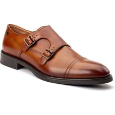 Monks Base London Taper Leather Men's Tan Double Monk Shoes - Tan