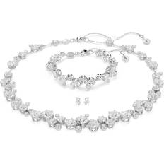Hvid Smykkesæt Swarovski Constella Silver Set Verschiedene Schliffe Weiß
