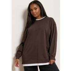 Brown - Knitted Sweaters Jumpers Yours Curve Chocolate Brown 2In1 Jumper - Chocolate Brown