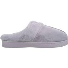 Velour Style Open Back Mule Slippers - Grey
