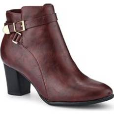 Buckled Ankle Boots - Burgundy