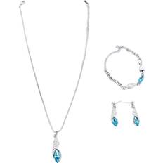 Blå Smyckesset Neoglint 3pcs Set Blue Necklace Pendant Earrings Kit