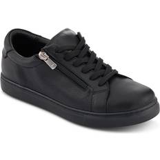 Pavers Wide-Fit Leather Zip Lace Trainers - Black