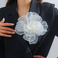 White Brooches Shein Unique Handmade Organza Flower Brooch Vintage - French