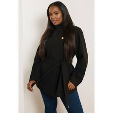 Black Coats Yours Formal Wrap Coat Women's Curve Plus Size - Black