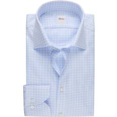 Stenströms Herre Skjorter Stenströms Slimline C79 RC Cuff Light Blue Check Skjorte - Lyseblå