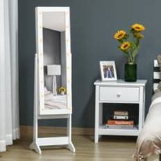 Free Standing LED Mirrored Jewelry Cabinet Armoire Floor Organiser Warm White