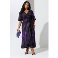 Breathable Dresses Yours Abstract Print Knot Front Maxi Dress - Purple