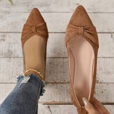 Shein Minimalist Flat Shoes With Pleated Toe - Faux Suede