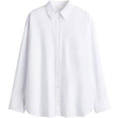 H&M Oversized Cotton Poplin Shirt - White