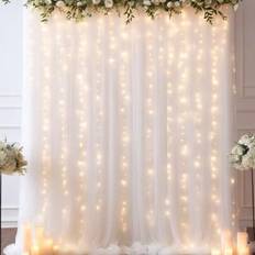 Shein 10x10ft White Tulle Backdrop Curtain With Lights