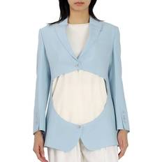Burberry Blazers Burberry Ladies Pale Blue Wool Step-through Blazer
