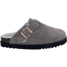 Scholl Mocka Tofflor & Sandaler Scholl Clog Dark Beige Suede Fur Veloursleder Fell