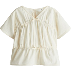 Beige Blouses & Tunics Children's Clothing H&M Peplum Cotton Blouse - Cream (1281090001)