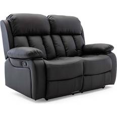 Black - Plastic/Wood Sofas Ebern Designs Deneka Manual Recliner Black Sofa 157cm 2 Seater