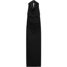Long Halter Dress with Open Back - Black