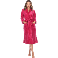 White Mark Women's Cozy Lounge Robe - Burgundy