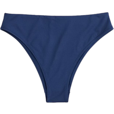 H&M Cheeky Bikinihose High Waist - Dunkelblau/Weiß