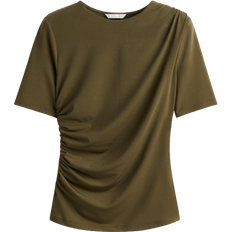 H&M Drapiertes Shirt Dunkles - Khakigrün