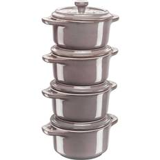 Mini staub cocotte Staub Cocotte Antique Grey Cookware Set with lid 4 Parts