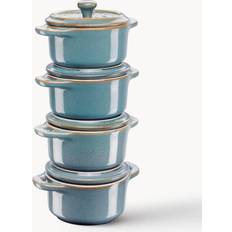 Keramik Sæt Staub Cocotte Antique Turquoise Cookware Set with lid 4 Parts