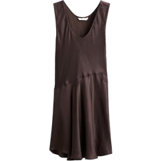 H&M Flared Satin Dress - Dark Brown