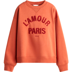 H&M Text Motif Sweatshirt - Orange/Paris