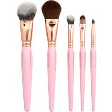Pink Golden Triangle Face Eyes Makeup Brush Set - Ferru