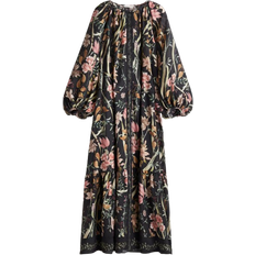 H&M Oversized Tie-Belt Dress - Black/Floral
