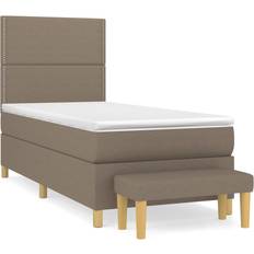 vidaXL Ramsäng Med Madrass Taupe 90x200 cm Tyg Kontinentalsäng 90x203cm