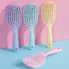 1pc Women Long Handle Hollow Comb Pink Hairbrush, High-Quality Static-Free Wet & Dry Use Volumizing Hair Styling Tool