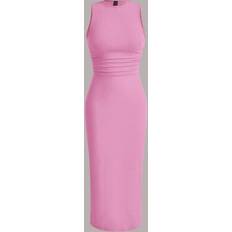Shein Drawstring Summer Knitted Pleated Dress - White