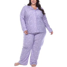 Paisley Underwear White Mark Women's Plus Size Three-Piece Pajama Set - Purple Paisley