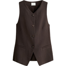 Viskose Veste H&M Long Waistcoat - Dark Brown