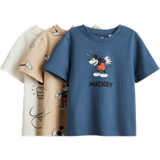 H&M Printed T-shirts 3-pack - Blue/Mickey Mouse (1117463033)