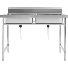 VidaXL Kitchen Sinks vidaXL Double Basin Kitchen Sink with Backsplash