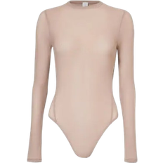 Lululemon Wundermost Nulu Mesh Long Sleeve Crewneck Bodysuit - Taupetastic