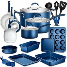 NutriChef High Qualified Basic Kitchen Navy Cookware Set with lid 20 Parts