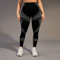 Fitness & Gym Leggings Shein Plus Size Colorblock Stripe Seamless Sport Leggings