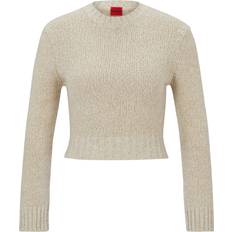 Beige - Fitness & Gym Jumpers HUGO Solarina Crop Sweatshirt - Beige