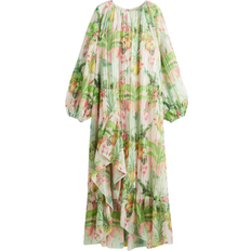 H&M Dam Plisserad Maxiklänning - Ljusrosa/Mönstrad