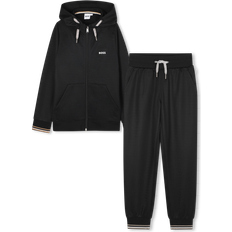 Boys Black Zip-Up Hooded Tracksuit
