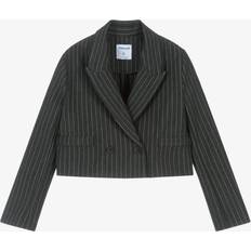Checkered Blazers Children's Clothing Mayoral Pinstripe Double-Breasted Short Blazer - Grey